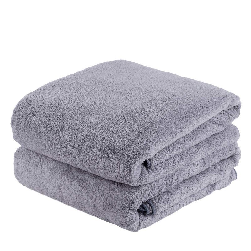 JML Extra Large Bath Towels, 2 Pack, 30"x60" - 350GSM, Fleece Towel Set - Oversized, Soft, Absorbent, Lint Free, No Fading, Perfect for Bathroom, Shower, Suana, Gym, Pool, Hotel, SPA, Fleece Grey - Image 1